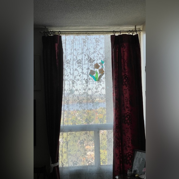 Waverly 1 pair of pinched pleat panels with rings, burgundy nwt curtains  25x84 - Picture 13 of 13